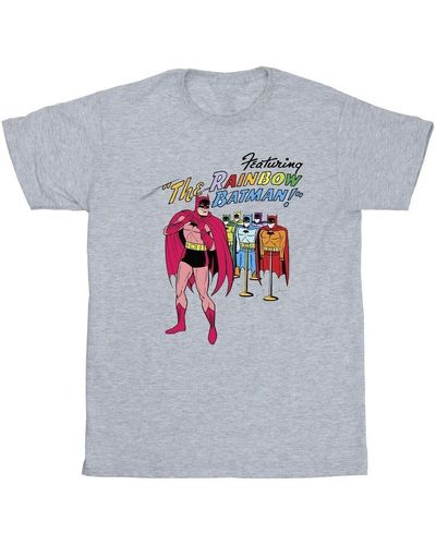 Dc Comics T-shirt Batman Comic Cover Rainbow Batman - Gris