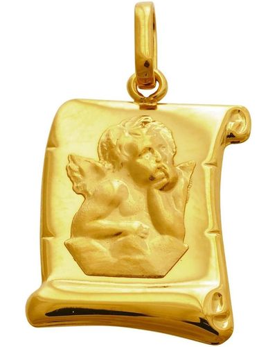 Brillaxis Pendentifs Médaille ange sur parchemin en or jaune 9 carats