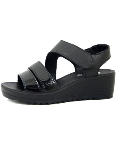 Imac Sandales Chaussures, Sandales en Cuir, Talon compensé-557530 - Noir