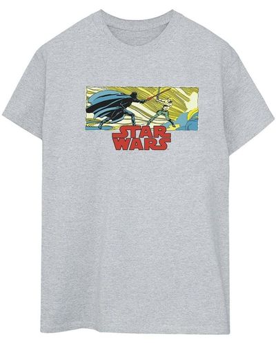 Disney T-shirt Comic Strip Luke And Vader - Gris