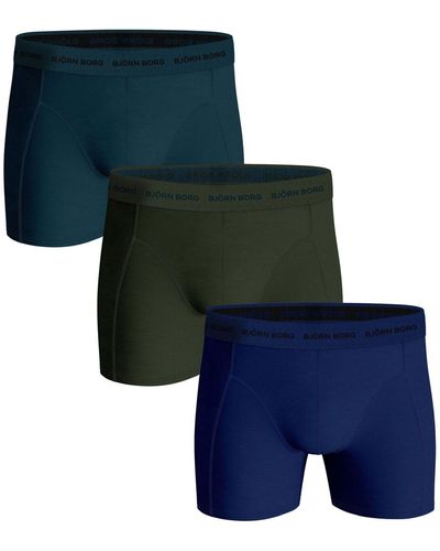 Björn Borg Caleçons Boxers Cotton Stretch 3 Pack Multicolour - Bleu