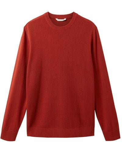 Tom Tailor Pull Pull coton col rond - Rouge