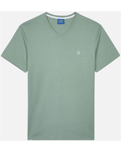 Oxbow T-shirt Tee shirt uni col V 4flo brodé poitrine TIVE - Vert