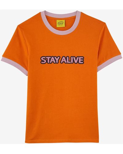 Oxbow T-shirt Tee-shirt fitté col contrasté P2TILLA - Orange