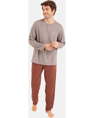 EMINENCE Pyjamas / Chemises de nuit Pyjama long col T Coton Bio - Marron