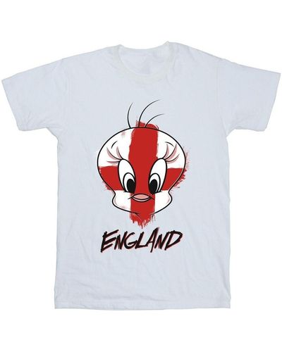 Dessins Animés T-shirt Tweety England Face - Blanc