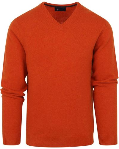 Suitable Sweat-shirt Pull Laine Col-V Orange