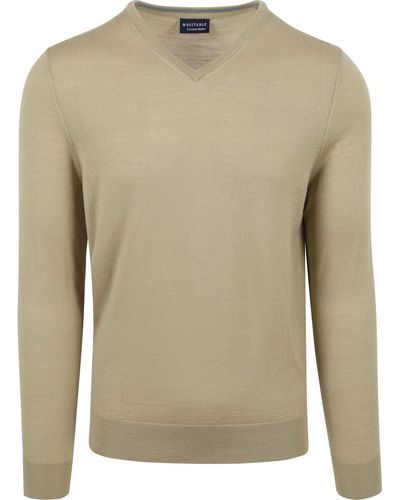 Suitable Sweat-shirt Merino Pullover V-Neck Vert Clair
