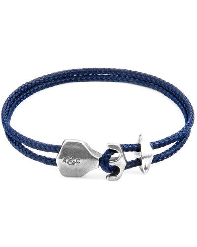 Anchor and Crew Bracelets Bracelet Ancre Delta Argent Et Corde - Bleu