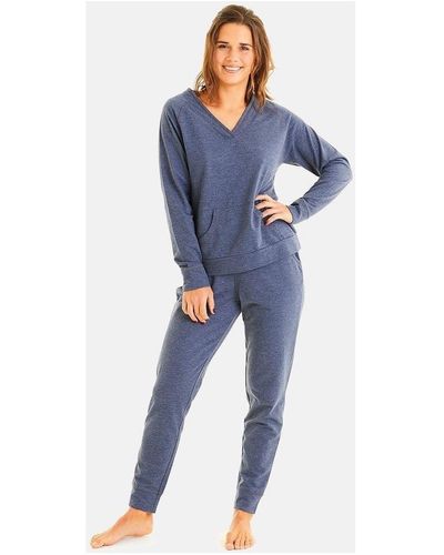Pommpoire Pyjamas / Chemises de nuit Pantalon marine Baïkal - Bleu