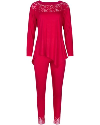 Lisca Pyjamas / Chemises de nuit Pyjama tenue d'intérieur pantalon top manches longues - Rouge