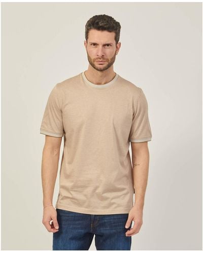Bugatti T-shirt T-shirt en coton à col rayé - Neutre