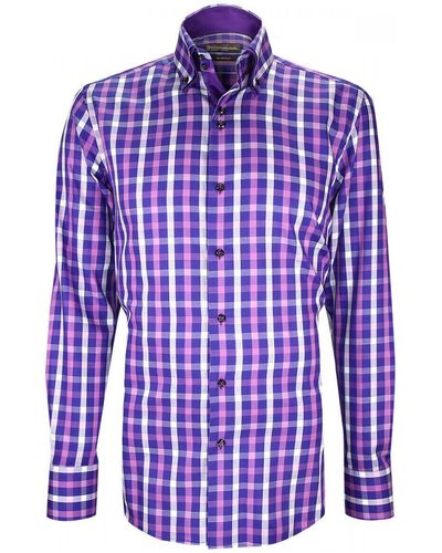 Emporio Balzani Chemise chemise double col a coudieres lorenzo violet - Bleu