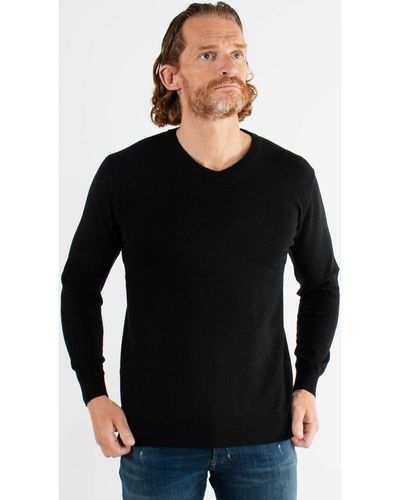 Hollyghost Pull Pull col V noir en touch cashemere unicolore