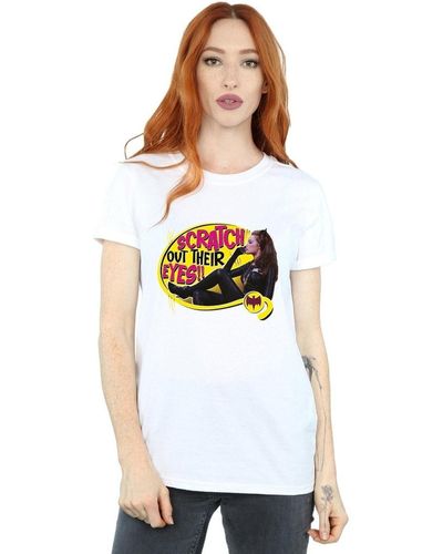Dc Comics T-shirt Batman TV Series Catwoman Scratch - Blanc