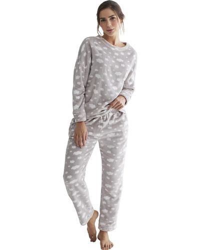Selmark Pyjamas / Chemises de nuit Pyjama pantalon haut manches longues Polar Joven - Gris