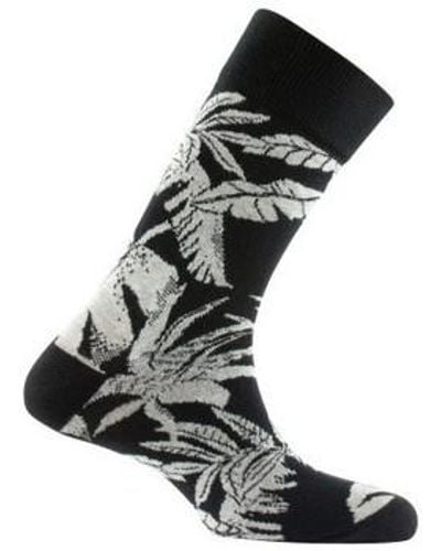 Kindy Chaussettes Mi-chaussettes en coton motif tropical MADE IN FRANCE - Noir