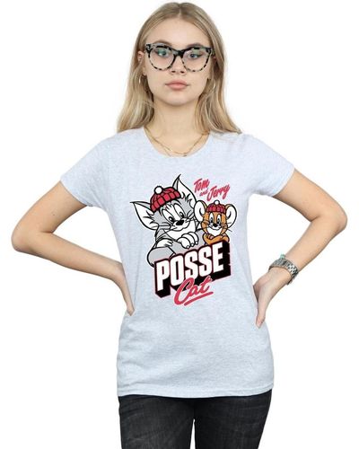 Dessins Animés T-shirt Posse Cat - Blanc