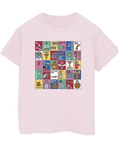 Dessins Animés T-shirt Grid Squares - Rose