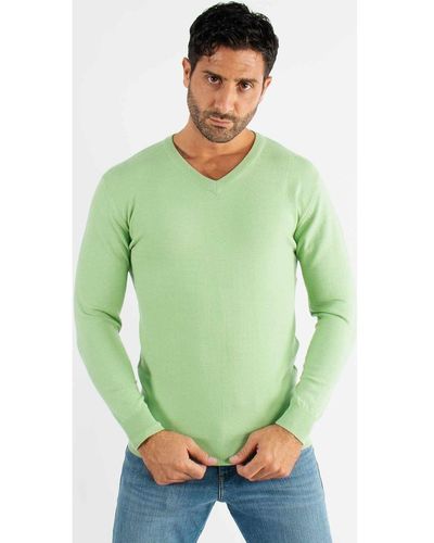 Hollyghost Pull Pull col V vert en touch cashemere unicolore