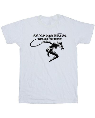 Dc Comics T-shirt Catwoman Don't Play Games - Blanc