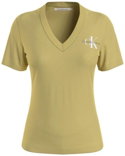 Calvin Klein T-shirt T shirt Ref 60228 KCQ Jaune - Vert