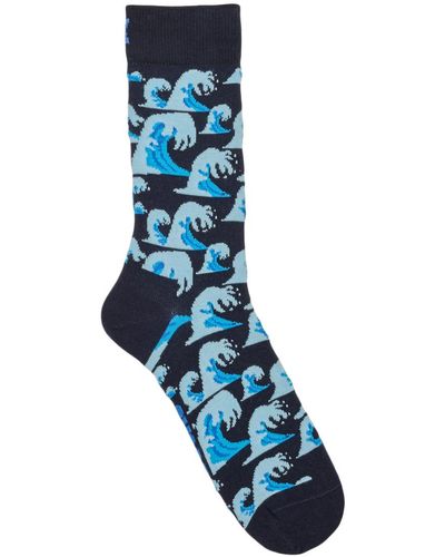 Happy Socks Chaussettes hautes WAVES - Bleu