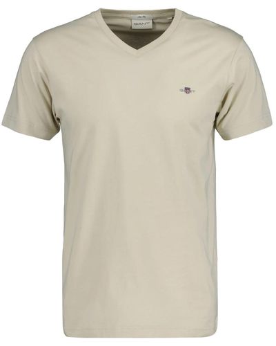 GANT T-shirt Slim Shield V-Neck Tee - Neutre