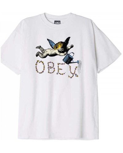Obey T-shirt flower angel - Blanc