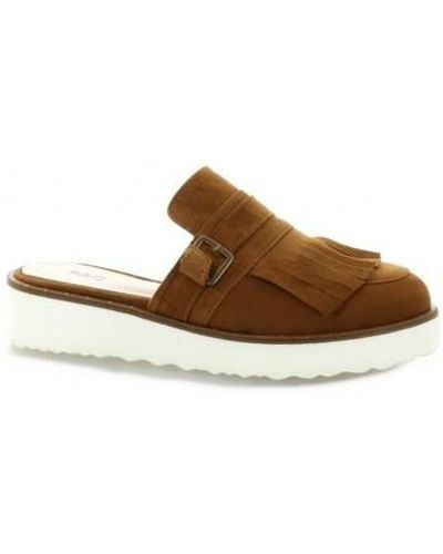 Pao Mules Mules cuir velours - Marron