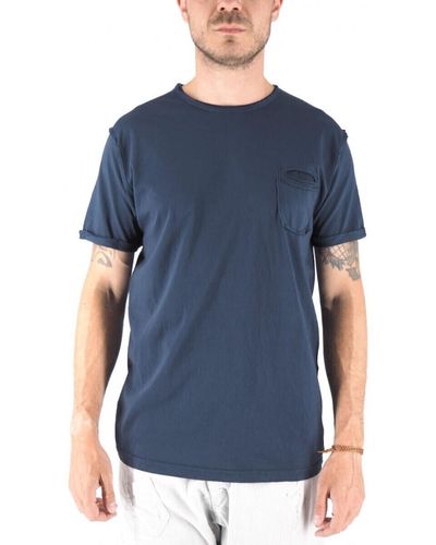 DEVID LABEL T-shirt Shiro - T-shirt ras du cou avec poche - Bleu