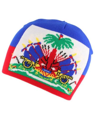 Nyls Création Bonnet Bonnet Drapeau Haiti Bleu et Rouge - Multicolore