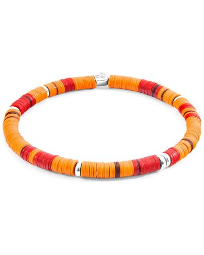 Anchor and Crew Bracelets Bracelet Malawi Argent Et Disque De Vinyle - Orange