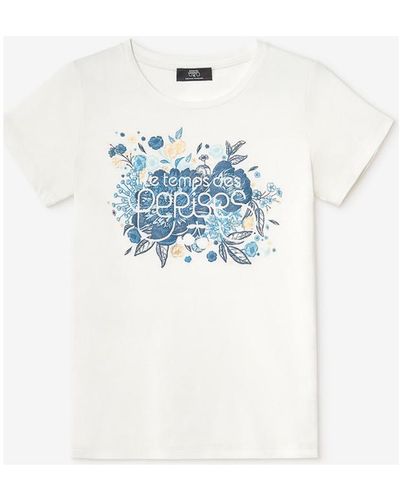 Le Temps Des Cerises T-shirt T-shirt frankie crème imprimé - Bleu