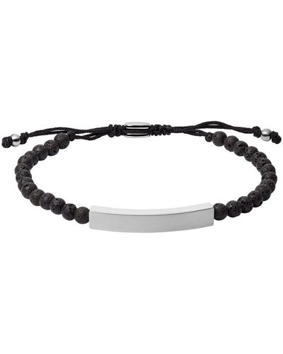 Fossil Bracelets Bracelet en Acier et perle de lave - Noir