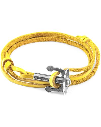 Anchor and Crew Bracelets Bracelet Ancre Union Argent Et Cuir Plat - Multicolore