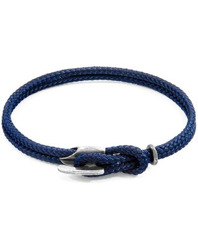 Anchor and Crew Bracelets Bracelet Padstow Argent Et Corde - Bleu