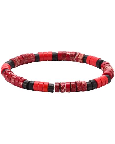 Sixtystones Bracelets Bracelet Perles Heishi Pierre Corail -XS-14cm - Rouge