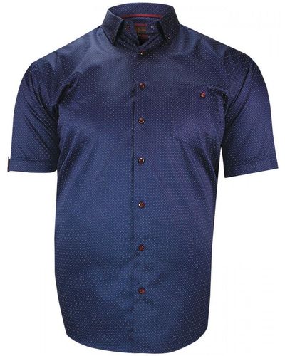 Doublissimo Chemise chemisette forte taille motifs a pois feste bleu