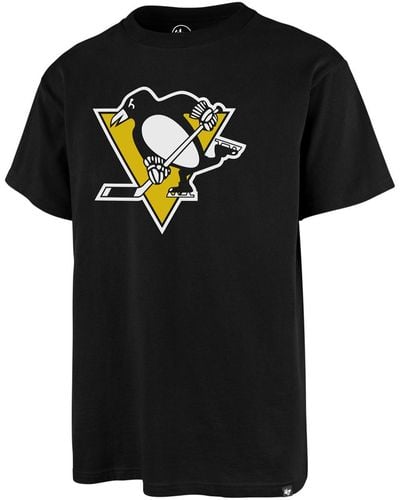 '47 T-shirt 47 NHL TEE PITTSBURGH PENGUINS PRINT ECHO JET BLACK - Noir