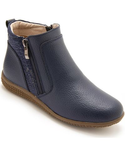 Pediconfort Boots Boots cuir double zip - Bleu