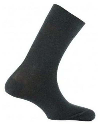 Kindy Chaussettes Mi-chaussettes unies en pur fil d'écosse MADE IN FRANCE - Noir