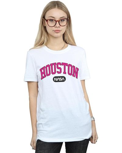 NASA T-shirt Houston Collegiate - Blanc