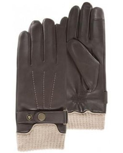 Isotoner Gants gants cuir marron compatibles écrans tactiles
