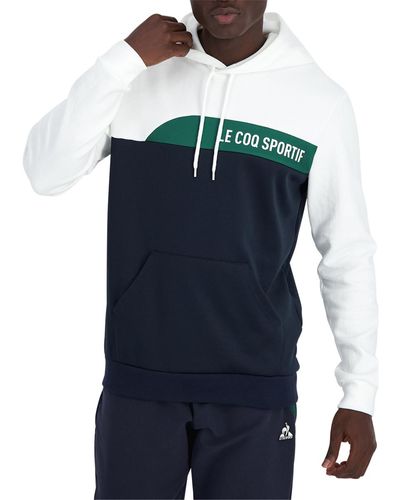 Le Coq Sportif Sweat-shirt Sweat coton tricolore à capuche - Bleu