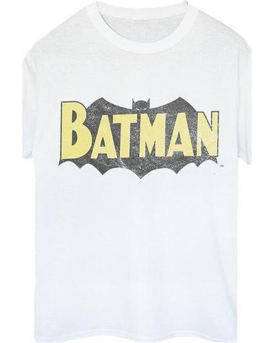 Dc Comics T-shirt Batman Retro Shield Fade Distress - Blanc
