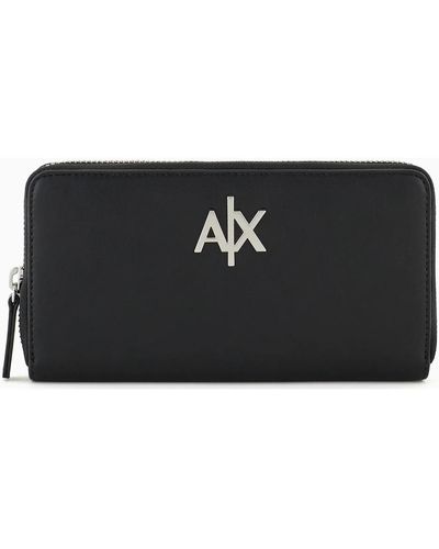 EAX Cabas Portefeuille zippé AX avec logo - Noir
