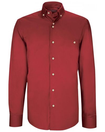 Emporio Balzani Chemise chemise coupe droite business matteo bordeaux - Rouge