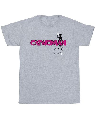 Dc Comics T-shirt Batman Catwoman Logo - Gris