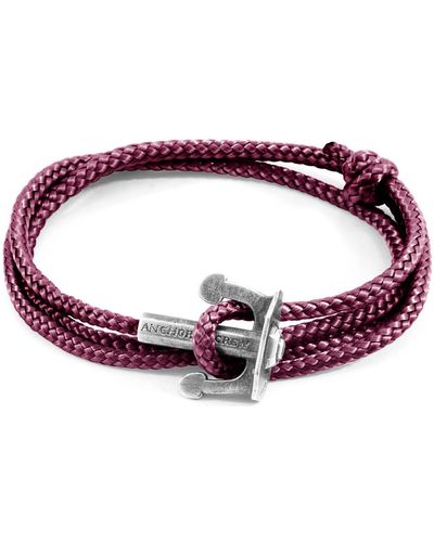 Anchor and Crew Bracelets Bracelet Ancre Union Argent Et Corde - Violet